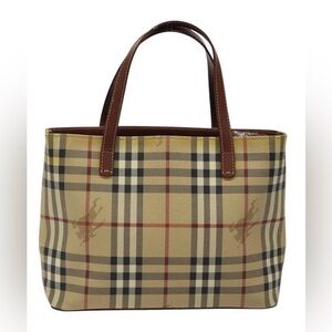 Burberry Plaid Tote Bag with Brown Handles